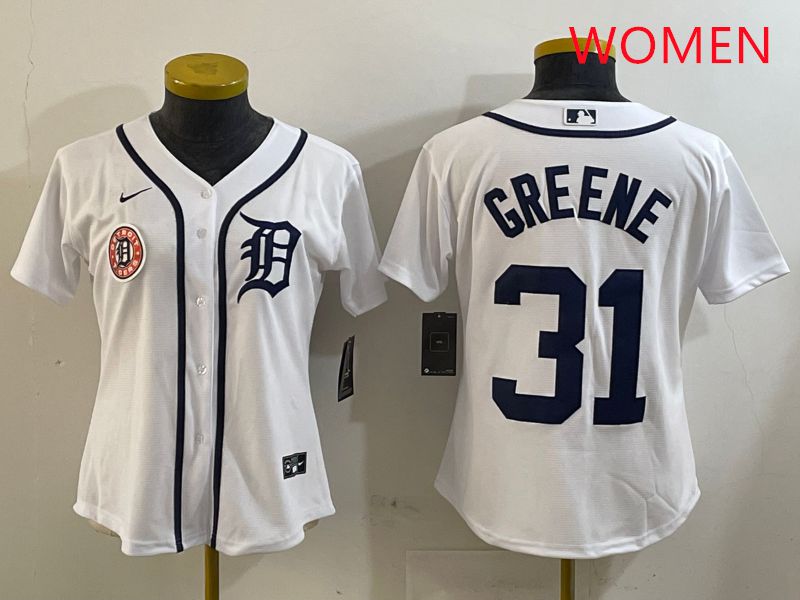 Women Detroit Tigers #31 Greene White Game 2025 Nike MLB Jersey style 3->women mlb jersey->Women Jersey